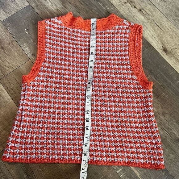 ZARA LILAC PURPIE ORANGE CROCHET CHECK 60'S INSPIRED TOP size L - Picture 4 of 8